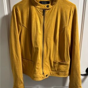 CoffeeShop Yellow Bomber Jacket with Stand-Up Collar